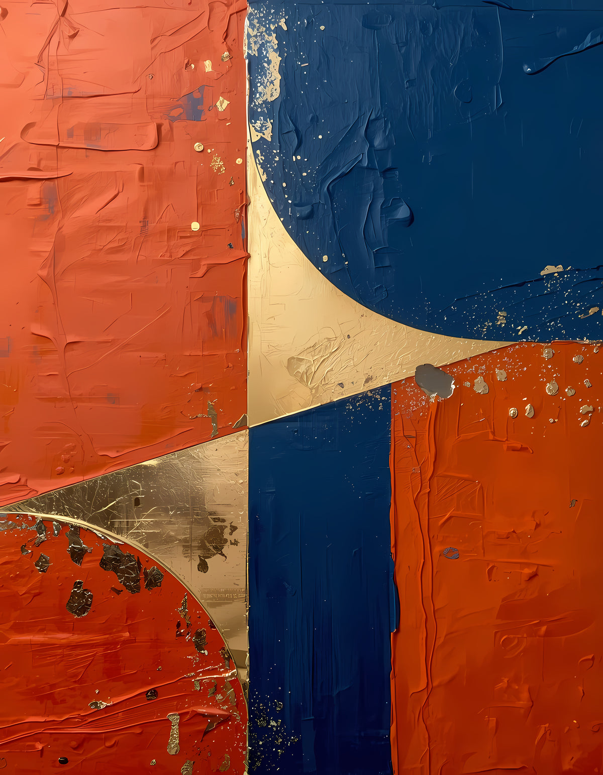 Klamon Terracotta & Midnight Indigo Luxury Abstract Canvas