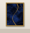 Sapphire Kintsugi – Deep Blue Marble & Gold Leaf Framed Art