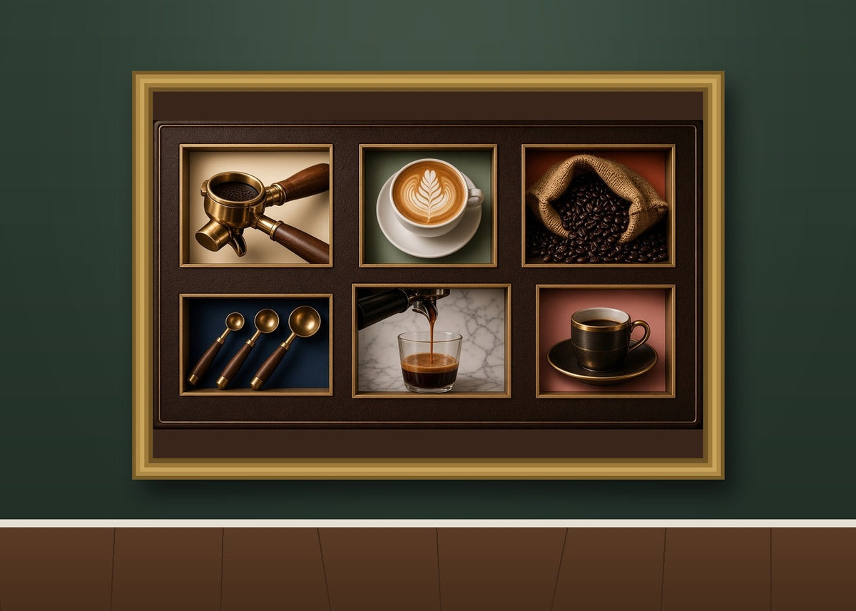 Espresso Ritual – Luxury Coffee Collage Framed Canvas